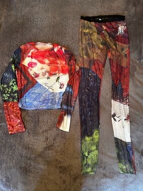 Women Colorful Abstract Print Two-Piece Set Large